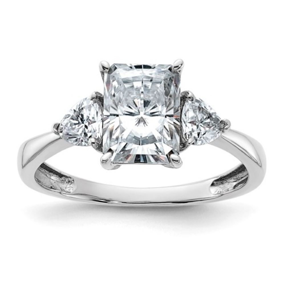 14K White Gold 2 1/5 CTW Three-Stone Moissanite Engagement Ring